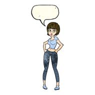 cartoon pretty woman with speech bubble N75