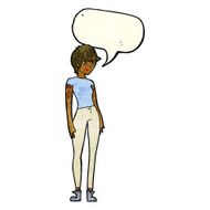 cartoon modern attractive woman with speech bubble N3