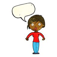 cartoon surprised woman with speech bubble N68
