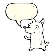 cartoon little dog waving with speech bubble N4