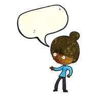 cartoon woman pointing with speech bubble N63