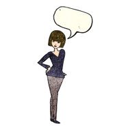 cartoon pretty woman with speech bubble N76