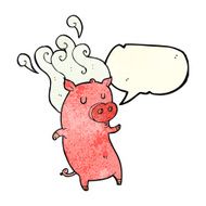 smelly cartoon pig with speech bubble N2