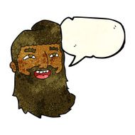 cartoon laughing bearded man with speech bubble N3