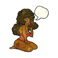 cartoon pin up girl with speech bubble N3