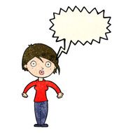 cartoon surprised woman with speech bubble N69