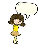 cartoon clever girl with speech bubble N3