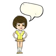 cartoon pretty woman with hands on hips speech bubble N6