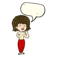 cartoon shocked woman with speech bubble N30