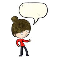 cartoon woman pointing with speech bubble N65