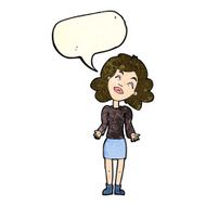 cartoon woman shrugging shoulders with speech bubble N140