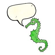 cartoon sea horse with speech bubble N5