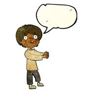 cartoon shocked boy with speech bubble N11
