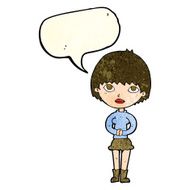 cartoon woman waiting patiently with speech bubble N4