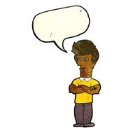 cartoon man with folded arms speech bubble N7