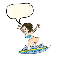 cartoon surfer girl with speech bubble N7