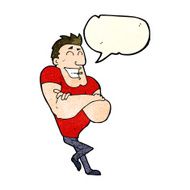 cartoon muscle guy with speech bubble N4