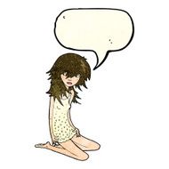 cartoon pretty girl with speech bubble N28