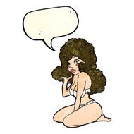 cartoon pin up girl with speech bubble N4