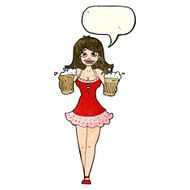 cartoon beer festival girl with speech bubble N4