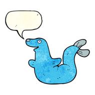 cartoon seal with speech bubble N6