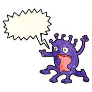 cartoon weird little alien with speech bubble N8