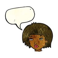 cartoon bored looking woman with speech bubble N3