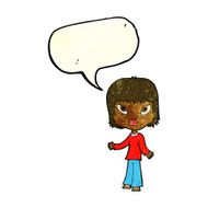 cartoon woman with open arms speech bubble N25