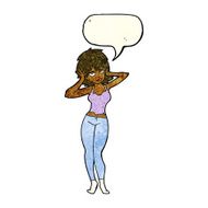 cartoon pretty woman with speech bubble N78