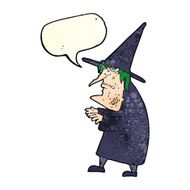cartoon ugly old witch with speech bubble N3
