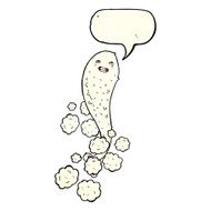 cartoon spooky ghost with speech bubble N12