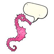 cartoon sea horse with speech bubble N6