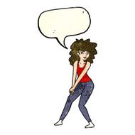 cartoon woman posing with speech bubble N7