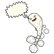 cartoon spooky ghost with speech bubble N13