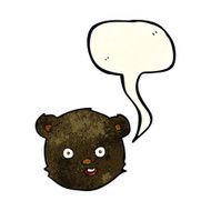 cartoon black teddy bear head with speech bubble N2