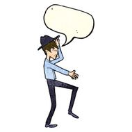 cartoon fashionable man with speech bubble N3