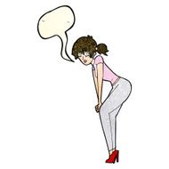 cartoon woman posing with speech bubble N8