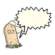 cartoon spooky grave with speech bubble N4