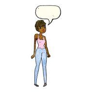 cartoon pretty woman with speech bubble N80