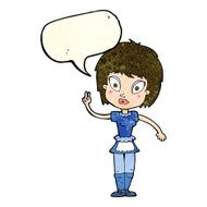 cartoon maid with speech bubble N12