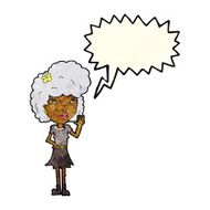 cartoon woman waving with speech bubble N86