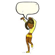 cartoon pretty woman dancing with speech bubble N5