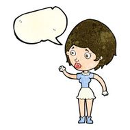 cartoon woman waving with speech bubble N87