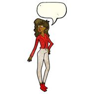 cartoon pretty woman with speech bubble N82