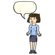 cartoon woman shrugging shoulders with speech bubble N143