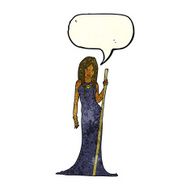 cartoon sorceress with speech bubble N2