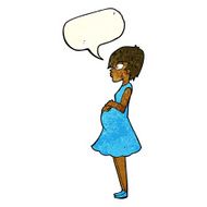 cartoon pregnant woman with speech bubble N6