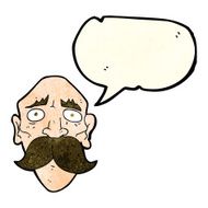 cartoon sad old man with speech bubble N7