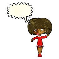 cartoon waving girl with speech bubble N3