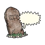 cartoon spooky grave with speech bubble N5